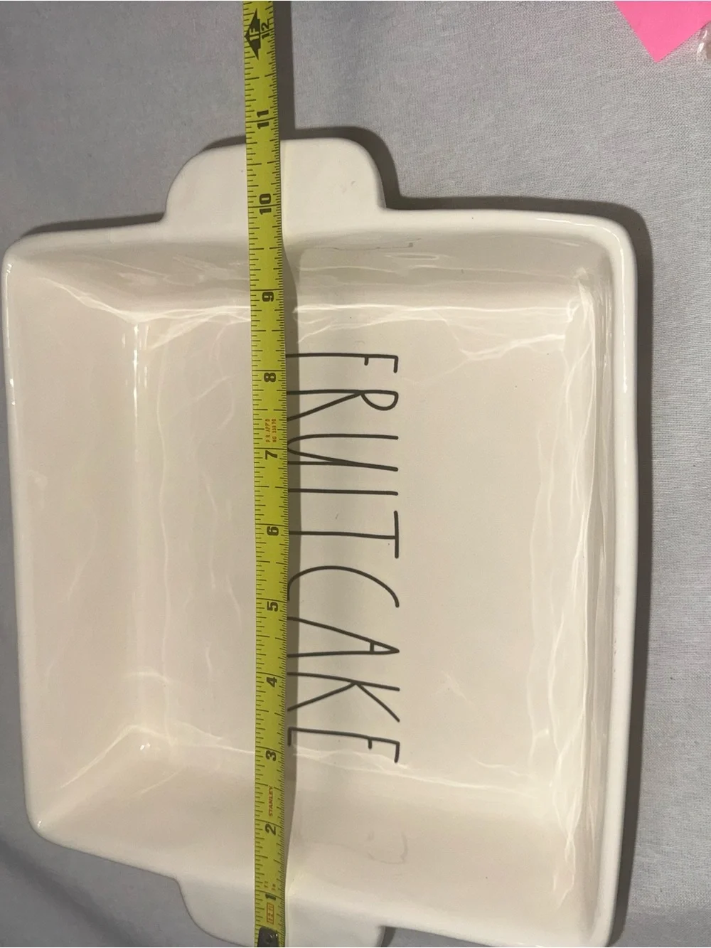 Rae Dunn FRUITCAKE Baking Dish Square Ceramic 10” Artisan Collection Magenta